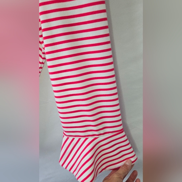 3/$25 Draper James Pink/White Striped Nautical Preppy Bell Sleeve Pullover M - Picture 3 of 5
